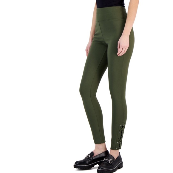 I.N.C INTERNATIONAL CONCEPTS High Waist Ponte Knit Lace Up Skinny Pants - Picture 2 of 7